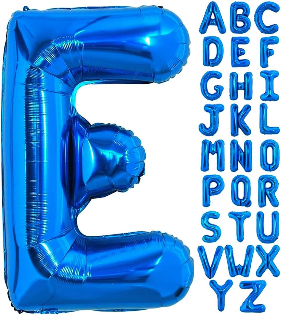 40 Inch Blue Letter E Balloons Alphabet E Letter Balloons Foil Mylar Big Letter Balloons for Birthday Party Anniversary New Year Graduation Wedding Decorations