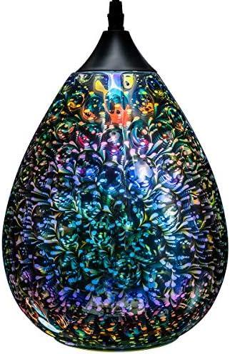 Yisuro Modern 3D Pendant Lights Kitchen Island 1 Pack, Farmhouse Colorful Glass Pendant Light with Clear Globe Shade, Kitchen Island Lighting for Dining Room Entryway, 7.8-inch Diameter