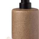 EMPO Stone-Textured Vintage Ceramic Dispenser, High-Color Rough Modern Zen Black ABS Press Bottle for Hand Soap, Shampoo, Conditioner for Bathroom and Kitchen (350ml/11.83oz), Brown/Black 