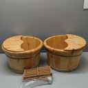 9.84in Tall Wood Foot Soaking Tub with Lid and Massage Roller, Pedicure Bowl for Feet, Portable Traditional Wood Foot Bath Basin for Massage Relaxing, Fatigue Relief