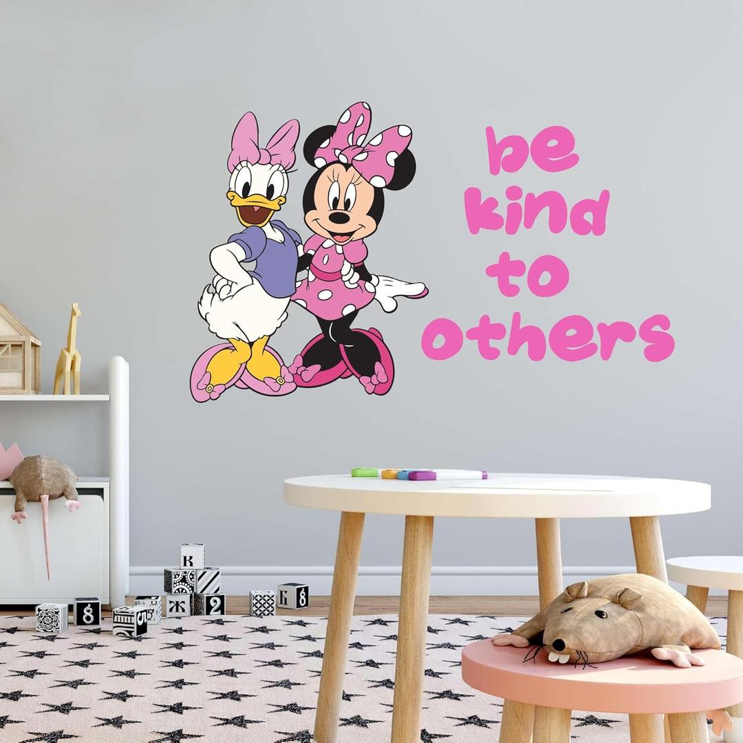 Children Be Kind to Others Inspiring Quote Wall Decal Decoration Cute Duck and Mouse Bestfriends Character Kids Cartoon Lasts Years and Easily Removable - Size: 30 in(W) x 24 in(H)