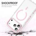 BENTOBEN Magnetic for iPhone 17 Pro Max 6.9" Case, Compatible with Magsafe Military Shockproof Protective Bumper Cute Transparent Slim Anti-Yellowing Phone Case for iPhone 17 Pro Max Cover, Clear Pink