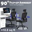 Adjustable Ergonomic Office Chair with Headrest and Lumbar Support, Mesh Back Computer Desk Chair, Flip-Up Armrest, 360 Swivel Rolling Chair for Home Office Study Gaming