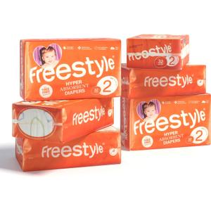 Freestyle Diapers  (Size 2) Hyper Absorbent & Non-Toxic  Disposable Diapers for Sensitive Skin  Ultra Soft Diapers (12-18 lbs)  192 Count