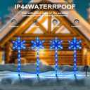 Solar Christmas Pathway Lights Outdoor Decorations, Solar Powered Snowflake Lights, Waterproof Xms Garden Stake Lights Outdoor Christmas Decorations for Patio Yard Porch Lawn, 4 Pack(Blue)