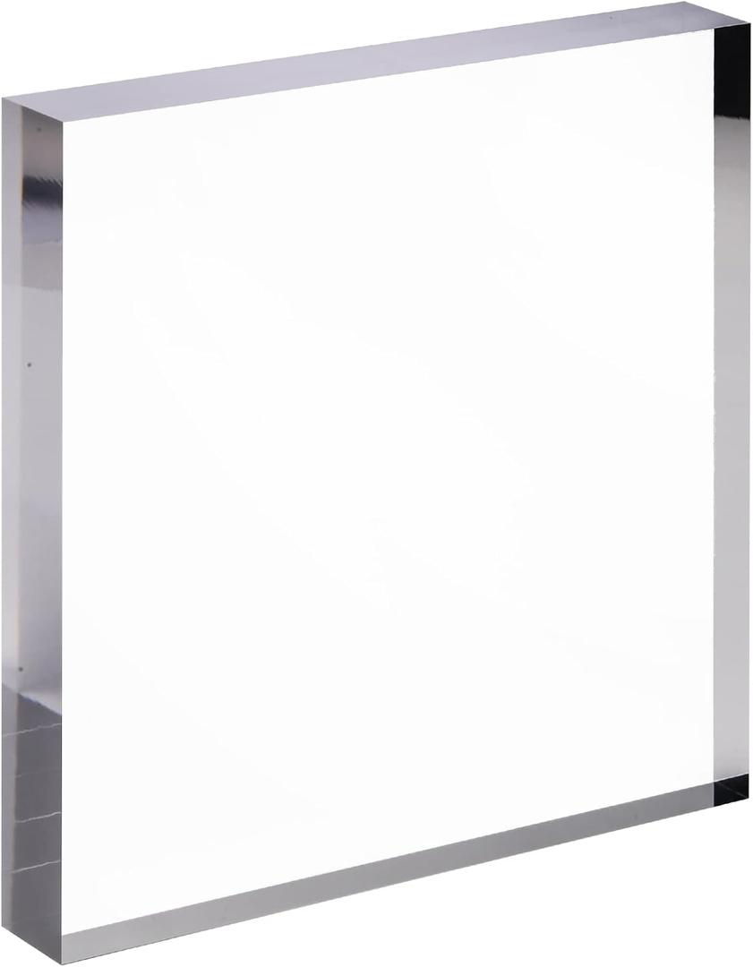 CiaoHER 1in Thickness 9in Square Acrylic Cube Display Block Clear Polished Pedestal Stand Riser Solid Base 9" x 9" x 1", 1 Pack