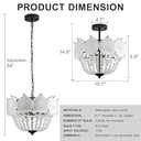 4-Lights Industrial Crystal Chandelier,Modern Glass Pendant Light Fixture,E12 Adjustable Pendant Lighting for Dining Room Living Room Bedroom (White)