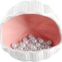 Ceramic Cave Shell Fish House - Small Animal Hideout for Hamsters, Gerbils, Chinchillas, Mice, Rats, and Syrian Hamsters - 5.1 inch(Pink + 50pcs Pearl)