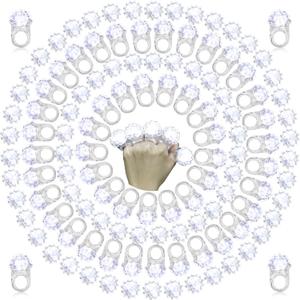 Sosation 100 Pcs Light up Ring LED Flashing Ring Party Favors Glow in The Dark Bumpy Jelly Finger Blinking for Kids Carnival Party Supplies(Clear)
