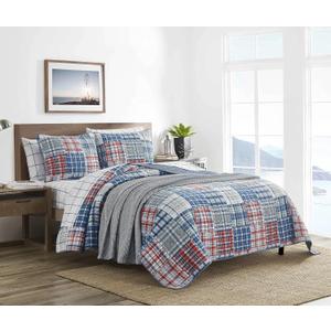 Nautica - King Size Quilt Set, All Season Cotton Home Bedding, Lightweight & Reversible (Raeford Blue, King)
