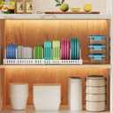 X-cosrack Expandable Food Container Lid Organizer,Large Capacity Adjustable 10 Dividers Detachable Lid Organizer Rack for Cabinets, Cupboards, Pantry Shelves, Drawers to Keep Kitchen Tidy,White