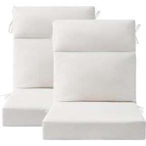 Outdoor High Back Chair Cushion Seat Pads, 2-Pack 44 x 21 Inch Water-Repellent & Fade-Resistant Patio Furniture Cushions with Ties for Adirondack, Rocking Chairs, Linen (44"x21", Linen)