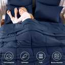 CozyLux Full Size Comforter Sets Navy Blue - 7 Pieces Bed in a Bag Full, Oeko-Tex Certified Bed Set, All Season Soft Bedding Set with Down Alternative Comforter, Sheets, Pillowcases & Pillow Shams