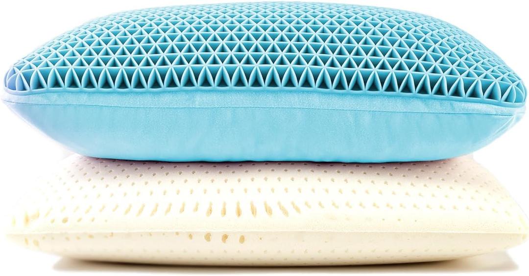 Pampkin TPE Grid Support Pillow Cooling Gel, Airflow Memory Foam with Cloud Feel Hypoallergenic, Ergonomic Neck & Shoulder Pain Relief Breathable, Pressure-Relieving Pillow for Sleep, Standard