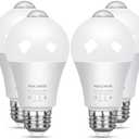 MikeWin Motion Sensor Light Bulbs Outdoor 2 Pack 13W(100W Equivalent) Security LED Bulb, Indoor E26, A19, 5000K Daylight Dusk to Dawn Bulb for Garage Front Door Porch Stairs Hallway