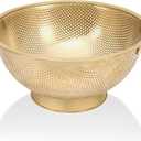 Gold Strainer for Kitchen, 3QT, Stainless Steel Colander with Handle for Fruits Vegetables Cooking Food, Dishwasher Safe