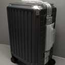 Carry On Luggage with Spinner Wheels, 8010S Aluminum Frame Zipperless Polycarbonate Hard Shell Suitcase (ZX-Core, Charcoal Metallic, 20 Inch)