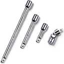 4 Piece 1/2 Inch Drive Extension Bar Set, 1/2 Inch Drive Socket Extension Set Includes 3, 5, and 10 Inch Extensions and 1/2 Inch drive Universal Joint Socket