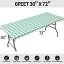 Smiry Rectangle Picnic Table Cloth, Elastic Waterproof Fitted Vinyl Tablecloths, Flannel Backed Buffalo Plaid Table Covers for Dining, Camping, Outdoor (Sage Green and White, 30" x 72")
