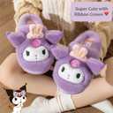 Kuromi with Rabbit Crown Home Slippers for Girls Kids Children - Purple XL Size (Purple,XL)