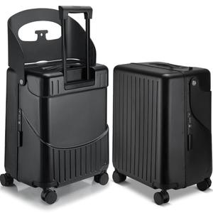 Bulyoou 20 Inch Ride on Luggage with Seat for Kids Expandable Ride on Suitcase with Spinner Wheels and Locks for Travel