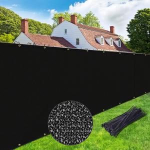 UPGRADE Privacy Screen Fence 4' x 50' Commercial 220GSM Fence Panel with Brass Grommets Heavy Duty Perfect for Outdoor Back Yard-Black, Customizable