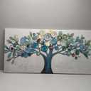 CHATYOUNG Wall Art Living Room - Large Teal Blue Tree of Life Abstract Landscape Painting Modern Print Artwork for Dining Room Bedroom Bathroom Office Home Decor 48"x24"