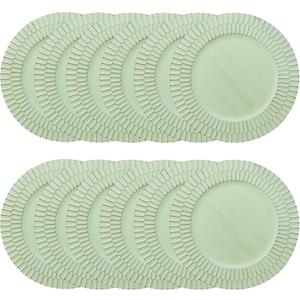 Green Charger Plates Set of 12, 13" Plastic Chargers for Dinner Plates, Thanksgiving, Christmas Party Banquet Serveware Supplies