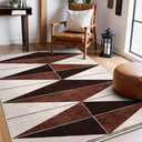 Hedlive Moroccan Washable Rugs 8x9, Geometric Soft 8x9 Area Rugs for Living Room Ultra-Thin Farmhouse Office Rug Non Slip, Modern Rug Carpet for Bedroom Dining Room(8x9',Red/Brown)