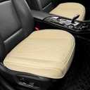 2 Pack Leather Front Car Seat Cover, Anti-Slip and Full Wrap Driver Car Seat Protectors with Storage Pocket, Luxury Waterproof Bottom Auto Seat Cushion Pad Mat for Most Vehicles (Beige)