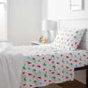 Amazon Basics Kid's Soft, Breathable, Easy-Wash Microfiber 3-Piece Sheet Set with Fitted Sheet, Twin, Multi-Color Dinosaurs, Animal Print