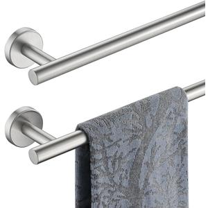 JQK Bath Towel Bar, 20.5 Inch 304 Stainless Steel Thicken 0.8mm Towel Rack Bathroom, Towel Holder Brushed Finished Wall Mount, Useable Length 18 Inch 2 Pack, TB110L18-BN-P2