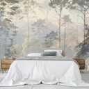 Jdayda Hazy Forest Wall Mural, Abstract Nature Landscape Peel and Stick Wallpaper, Background Wall Decoration Patterns Size: 129" x 96"