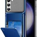 COOYA for Samsung S23+ Case Wallet 5 Credit Card Holder ID Slot Flip Cover Galaxy S23+ Wallet Case Back Pocket Dual Layer Protective Hard Shell Rubber Bumper for Samsung Galaxy S23 Plus 6.6 Blue
