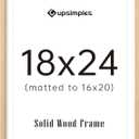 upsimples 18x24 Frame, Natural Solid Wood Picture Frames, Display 16x20 with Mat or 18 x 24 Without, Vertical & Horizontal Wall Hanging, 1 Pack, Natural