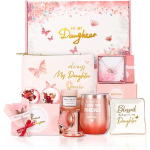 Gift Box for Daughters - Birthday SPA Gift Basket for Grown Adult Women and Girls from Mom Dad - Heartfelt Gift Sets for Graduation, Congratulations, Christmas, Holidays, Thank You