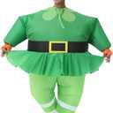 Arokibui Inflatable St. Patrick's Day Costume Blow up Green Leprechaun Costume Party Halloween Suit Unisex