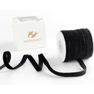 HUIHUANG Black Velvet Ribbon 3/8 inch x 25 Yards Single Face Velvet Ribbon for Gift Wrapping, Christmas Tree Ornaments, Wreath Decor, Invitations, Hair Bows, Flower Bouquet, Home Decor, Halloween