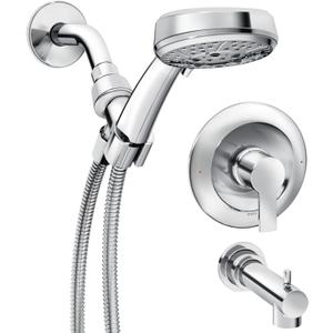 Moen Meena Chrome Single Handle Modern Bathtub and Shower Faucet with Handshower, Lever Handle, Tub Spout and Valve Included, 82618