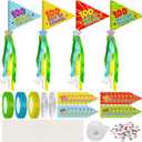 Cinrobiye 32 Pcs 100 Days of School Flag Craft Kit DIY 100th Day of School Making with Sign Photo Prop with Ribbons Stars and Stick for Preschool Kindergarten Welcome Classroom Activities Decoration
