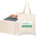 Lzerking Canvas Tote Bag Bulk for DIY Projects, 13x15 Inches Tote Bags for Grocery Shopping, 10oz Machine Washable Fabric (Natural)