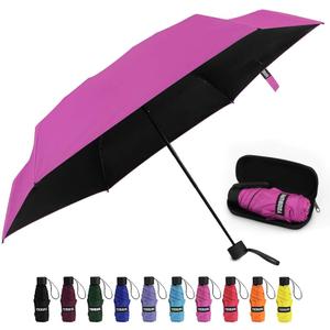 Yoobure Small Mini Umbrella with Case Light Compact Design Perfect for Travel Lightweight Portable Parasol Outdoor Sun&Rain Umbrellas (Pink)