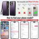 Defencase for iPhone 15 Pro Max Magnetic Wallet Case Compatible with Magsafe with RFID Blocking Zipper Strap Card Holder for Women Men, PU Leather Detachable Case for iPhone 15 Pro Max (6.7"), Purple