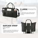 Travel Duffle Bag, Waterproof Weekender Bag Carry On Tote Bags for Women, Travel Essentials Sport Gym Bag for Men, Hospital Bag for Labor and Delivery, Overnight Bag Luggage Bag with Trolley Sleeve (02 Dark Black)