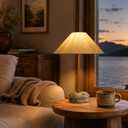 18.9" Mable Table Lamp, Beige Linen-Style Shade Tall Stone Table Lamp