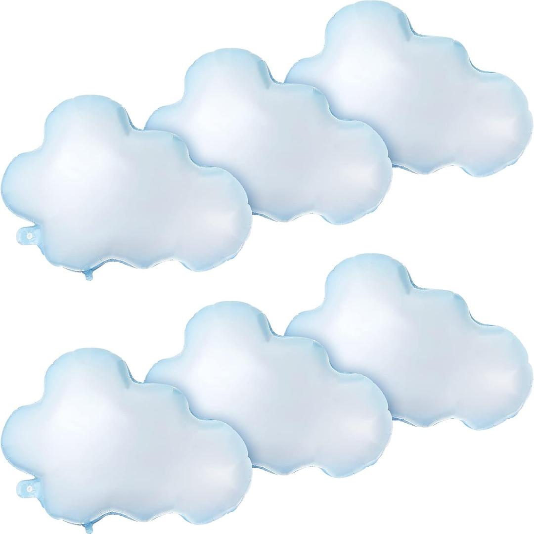 Sumind 6 Pcs 28 Inch White Cloud Balloons Foil Cloud Decorations Cute Shaped Balloons for Birthday Baby Shower Wedding Themed Party Decor Supplies (Light Blue), 30 inch x 21 inch