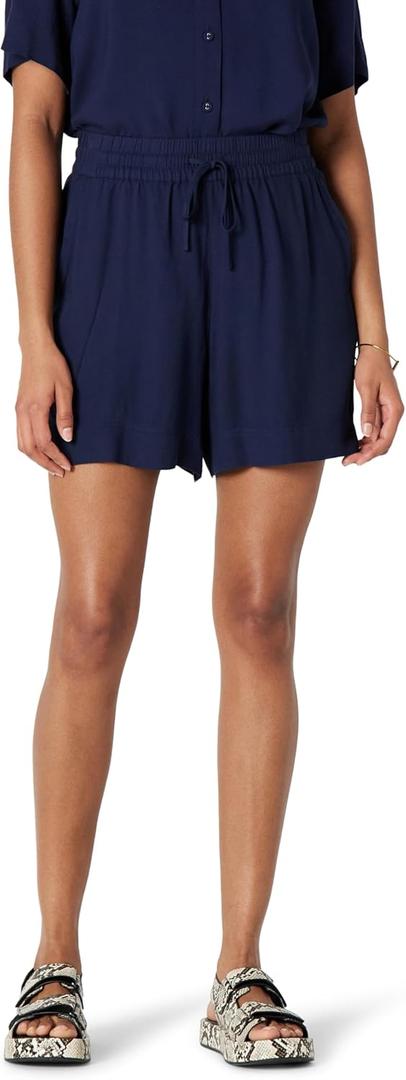 Amazon Essentials Women's High-Rise Relaxed-Fit Fluid Twill Pull-On Shorts (Shirt Sold Separately) (Navy) XL