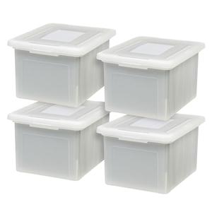 Amazon.com: IRIS USA File Box, Plastic File Organizer with Lids for Letter/Legal File, Portable Document Box For Moving, Storage Bin with Durable and Secure Lid, Stackable Nestable BPA-Free, Pearl 35 Qt. 4 Pack : Office Products