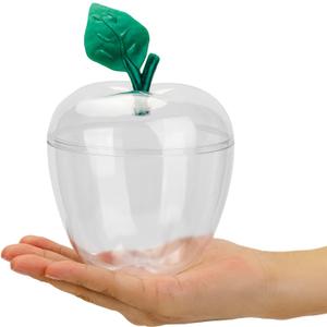 HANZE Large Clear Apple Container, Apple Shaped Candy Toy Filling Containers Jar, Back To School Teacher Appreciation Gift, Wedding Party Ornaments Christmas Decorations Supplies Favors (Clear(1 Pack))
