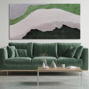MLART99 Large Green and White Abstract Canvas Minimalist Artwork Textured Painting for Living Room Bedroom Office Modern Wall Decor 29x58 Inch